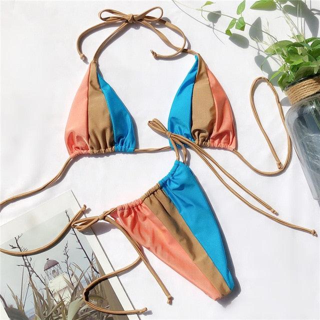 Trending Halter Leopard Ladies Swimwear - Women Sexy Swimsuit - Female Bathing Suit - Summer Beach Wear Set (TB8D)(F26)