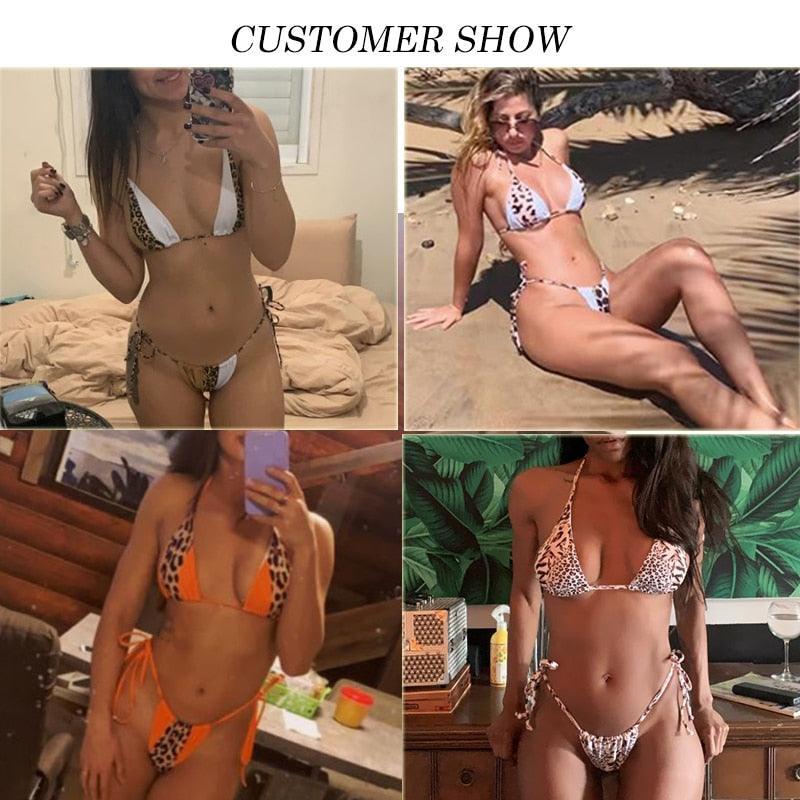Trending Halter Leopard Ladies Swimwear - Women Sexy Swimsuit - Female Bathing Suit - Summer Beach Wear Set (TB8D)(F26)