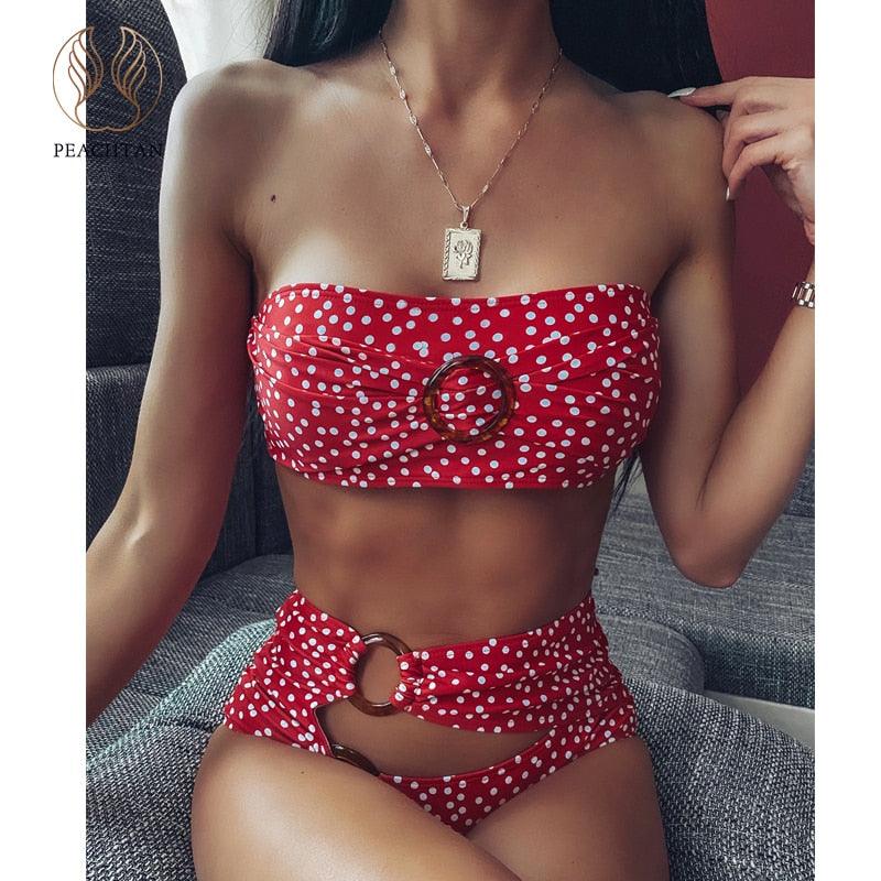 Fashion High Waist Bikinis - Women Swimsuit - Women Ring Bathing Suit - Hollow Out Swimwear (TB8D)(F26)