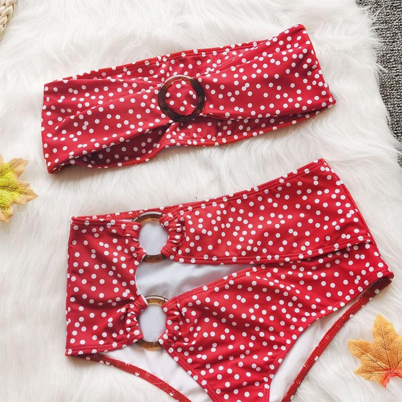 Fashion High Waist Bikinis - Women Swimsuit - Women Ring Bathing Suit - Hollow Out Swimwear (TB8D)(F26)
