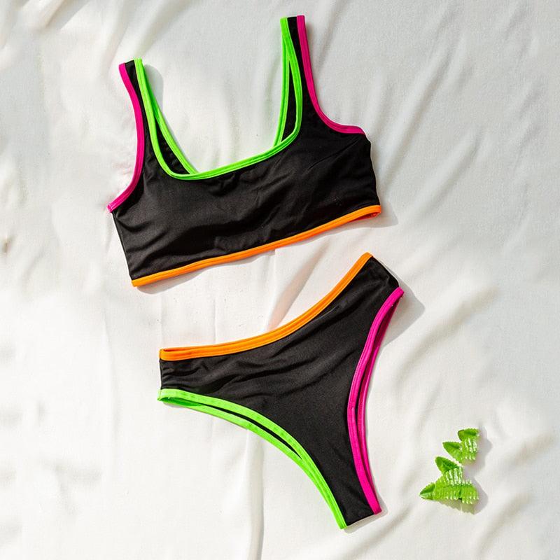 Sexy Women Swimsuit - Multicolor Bikinis - High Waist Swimwear - Female Bathing Suit (TB8D)