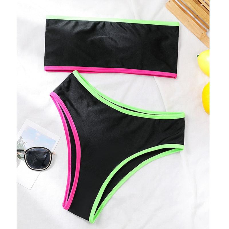 Sexy Women Swimsuit - Multicolor Bikinis - High Waist Swimwear - Female Bathing Suit (TB8D)
