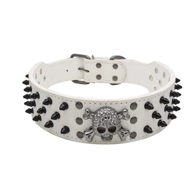 Personality Rivet Skull Small Dog Collar - Pitbull Adjustable Puppy Leather Collar Beagle (1W1)(F70)