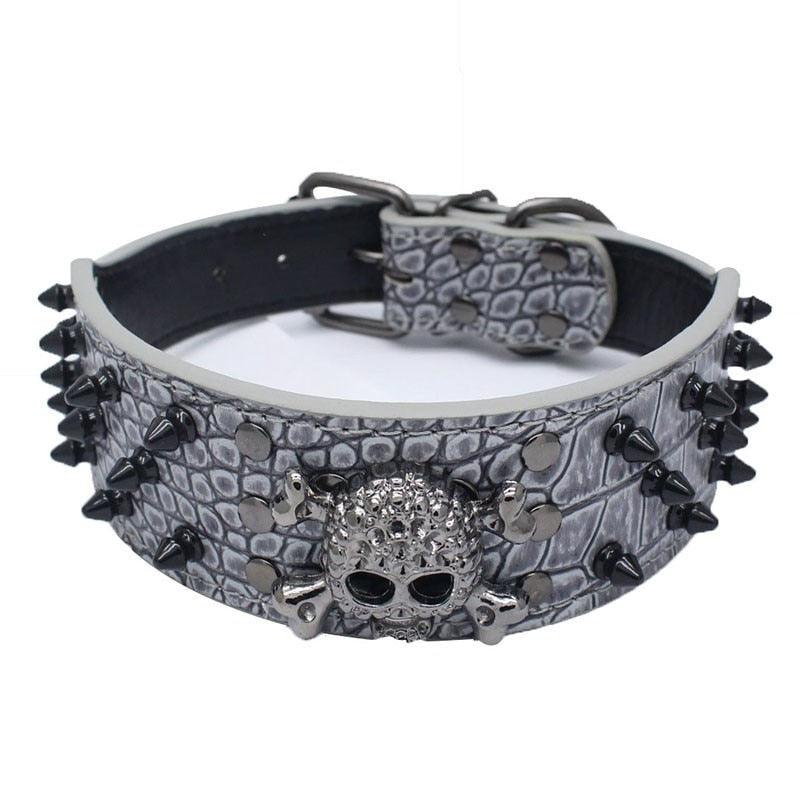 Personality Rivet Skull Small Dog Collar - Pitbull Adjustable Puppy Leather Collar Beagle (1W1)(F70)
