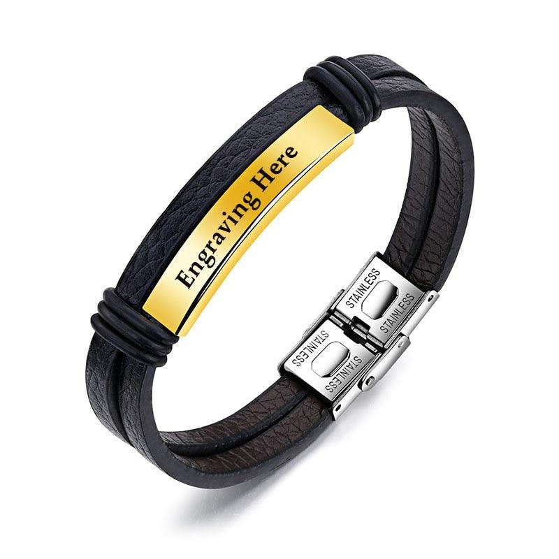 Personalized Engraved Name Bar Bracelet - Men Jewelry Stainless Steel ID Bracelets (2U83)