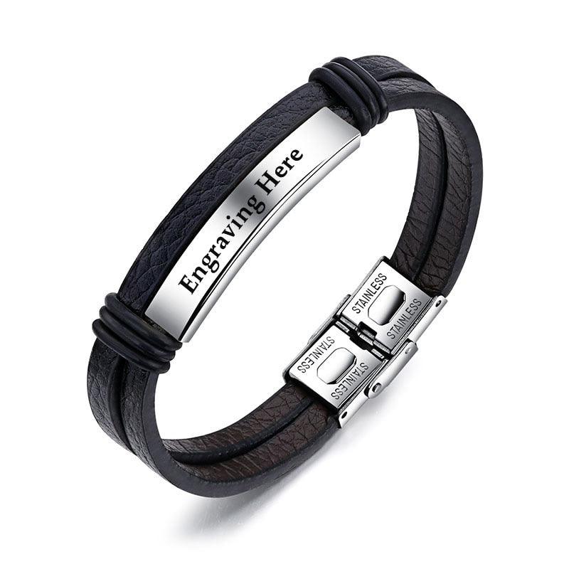 Personalized Engraved Name Bar Bracelet - Men Jewelry Stainless Steel ID Bracelets (2U83)