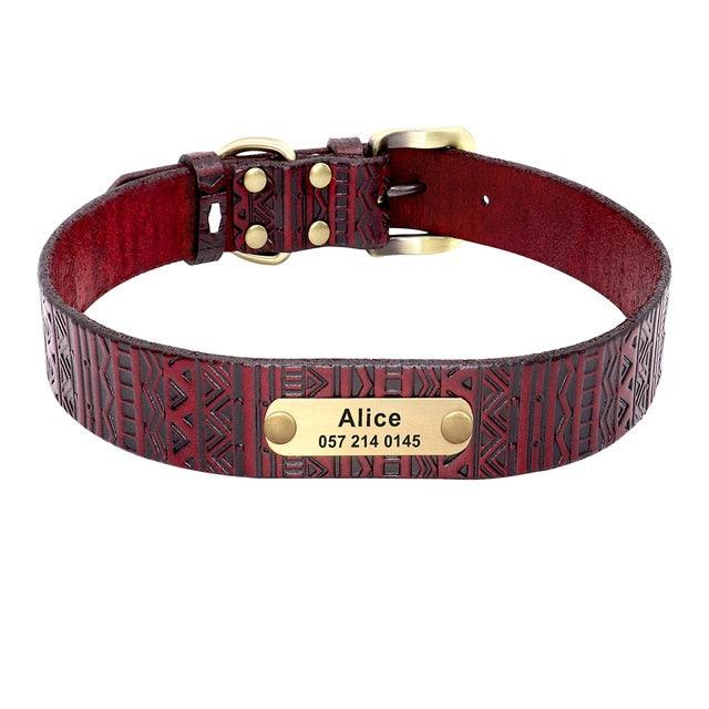 Personalized Leather Dog Collar - Adjustable Pet Engraved Nameplate Collar - For Small Medium Large Dogs (1W1)(F70)
