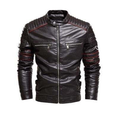 Great Street Men's Leather Jackets Motorcycle PU Jacket - Coats Zipper pocket Windproof Overcoat (TM3)(F100)