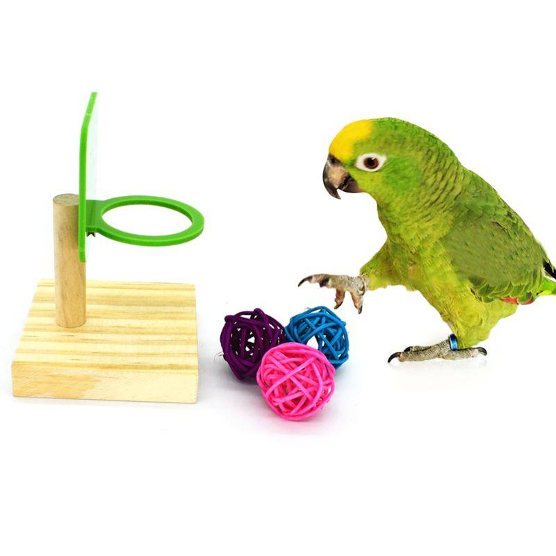 Pet Bird Chew Toys - Parrot Basketball Hoop Prop Trick Tabletop Ring Mini Roller Skates Bird Intelligence Training Puzzle (D76)(8W4)(7W4)