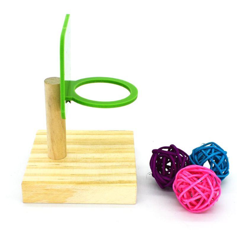 Pet Bird Chew Toys - Parrot Basketball Hoop Prop Trick Tabletop Ring Mini Roller Skates Bird Intelligence Training Puzzle (D76)(8W4)(7W4)