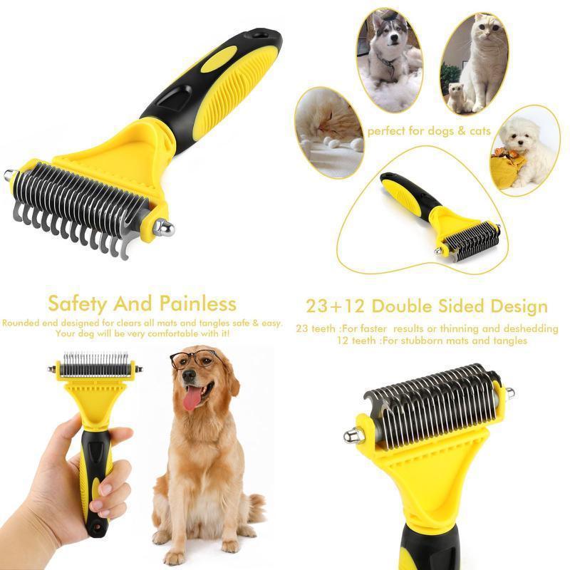 Pet Dematting Comb 23+12 Double Sided Rounded Teeth Combs For Dog And Cat (9W1)(F72)