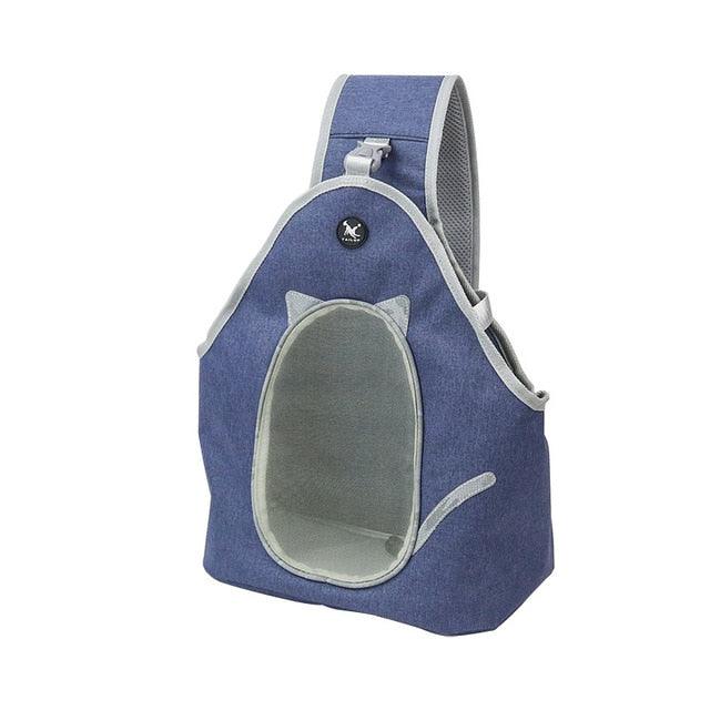 Pet Bag - Foldable Backpack - PU Leather Cat Dog Carrier Bags - Outdoor Travel Handbag Pouch Mesh Shoulder (2U75)