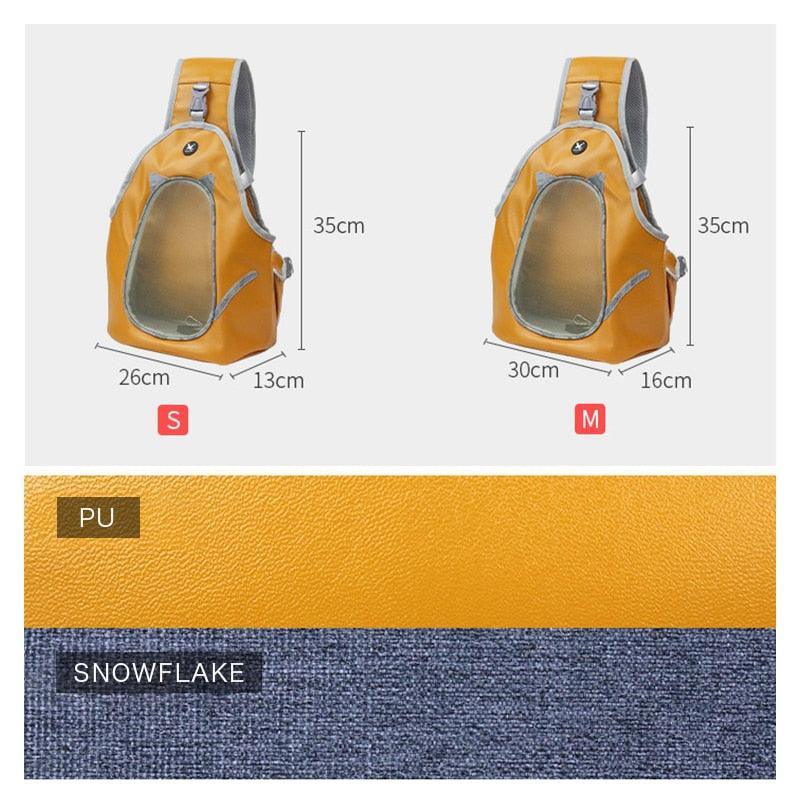 Pet Bag - Foldable Backpack - PU Leather Cat Dog Carrier Bags - Outdoor Travel Handbag Pouch Mesh Shoulder (2U75)