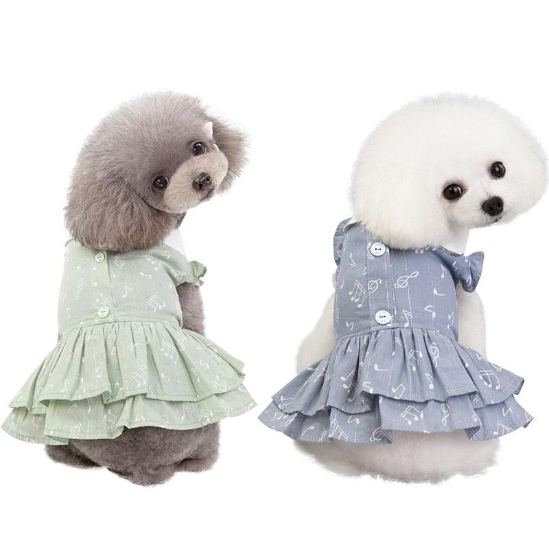Pet Dog Girls Dresses - Practical Note Patterns Pet Dog Cat Skirt Clothes - Cute Puppy Princess Dress (2U69)