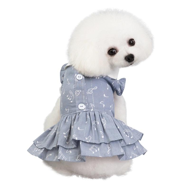 Pet Dog Girls Dresses - Practical Note Patterns Pet Dog Cat Skirt Clothes - Cute Puppy Princess Dress (2U69)