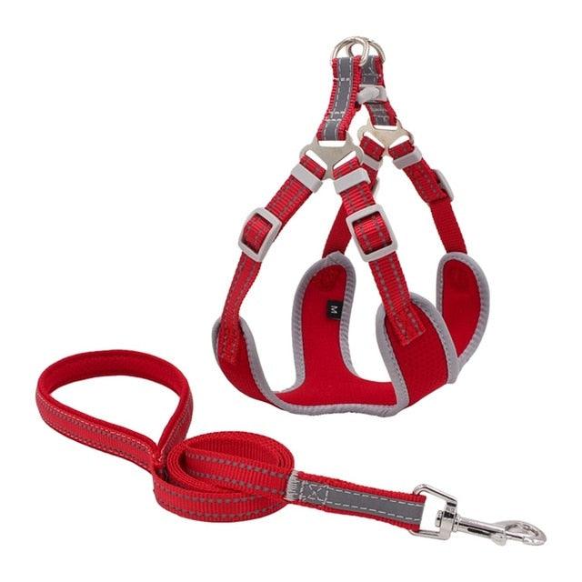 Pet Dog Harness And Leash Set - Adjustable Reflective Breathable Mesh Vest Harnesses Traction Rope (2U70)