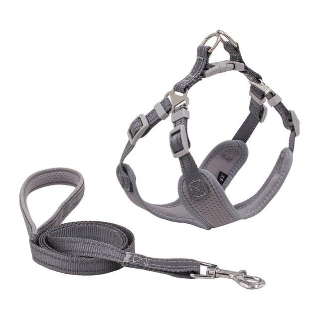 Pet Dog Harness And Leash Set - Adjustable Reflective Breathable Mesh Vest Harnesses Traction Rope (2U70)