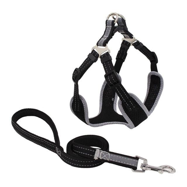 Pet Dog Harness And Leash Set - Adjustable Reflective Breathable Mesh Vest Harnesses Traction Rope (2U70)