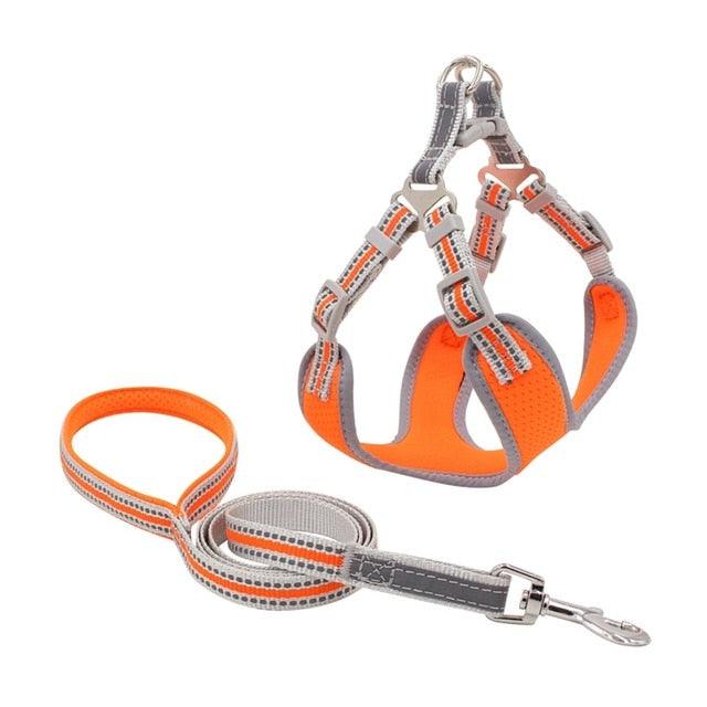 Pet Dog Harness And Leash Set - Adjustable Reflective Breathable Mesh Vest Harnesses Traction Rope (2U70)