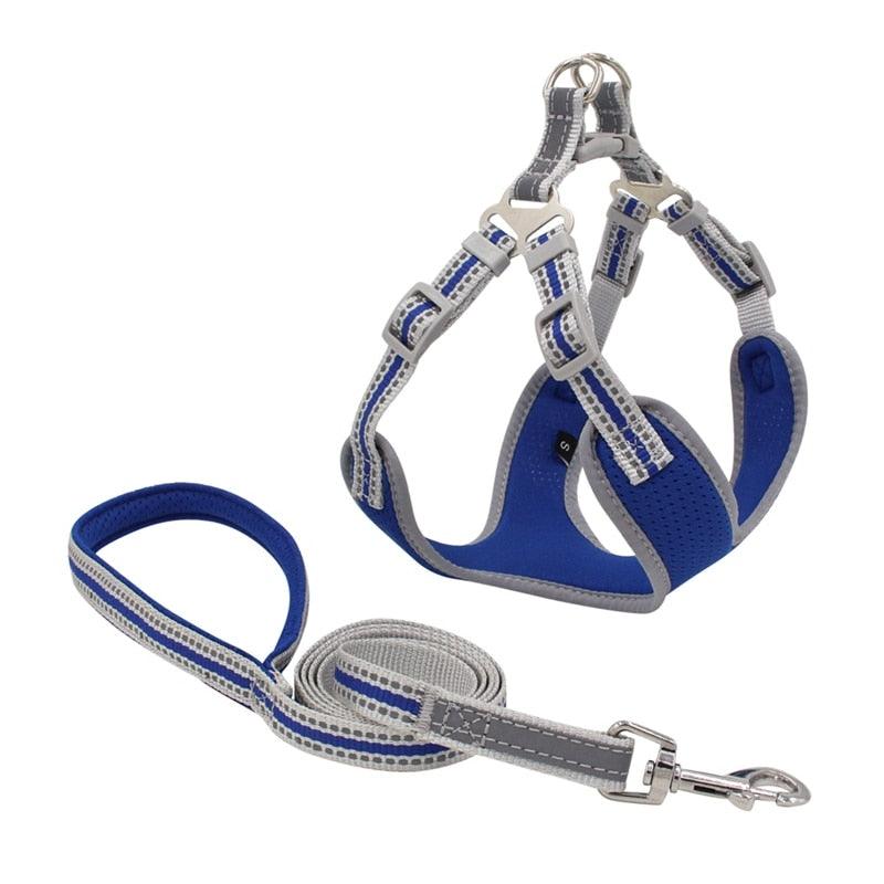 Pet Dog Harness And Leash Set - Adjustable Reflective Breathable Mesh Vest Harnesses Traction Rope (2U70)