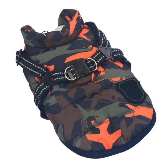 Pet Dog Jacket With Harness - Winter Warm Dog Clothes - Waterproof Big Dog Coat Costumes (2U69)