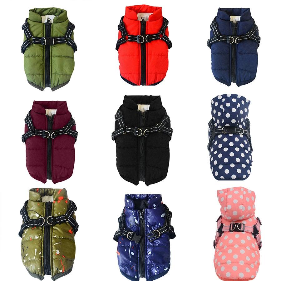 Pet Dog Jacket With Harness - Winter Warm Dog Clothes - Waterproof Big Dog Coat Costumes (2U69)