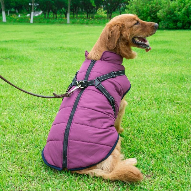 Pet Dog Jacket With Harness - Winter Warm Dog Clothes - Waterproof Big Dog Coat Costumes (2U69)