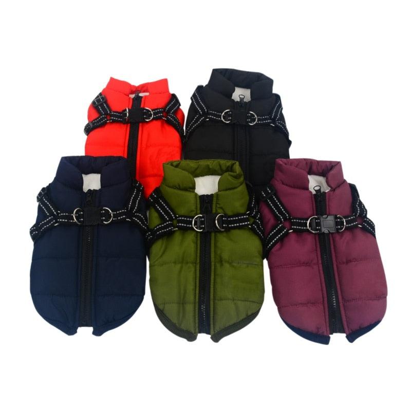 Pet Dog Jacket With Harness - Winter Warm Dog Clothes - Waterproof Big Dog Coat Costumes (2U69)