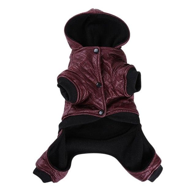 Trending Pet Dog Leather Clothes - Winter Coat Clothes For Small Dogs - Warm Hoodies Dogs Coats Detachable Two-Piece Set (2U69)