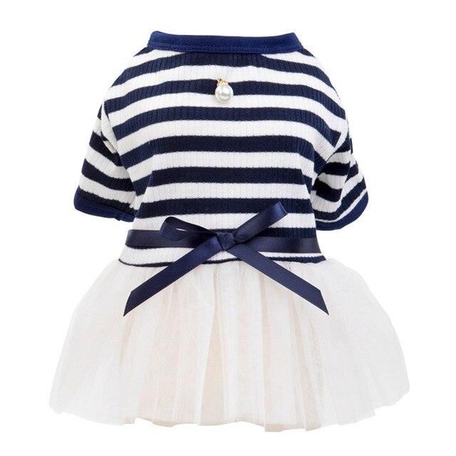 Pet Dog Stripes Pearls Gauze Tutu Dress Skirt - Puppy Cat Princess Dress Clothes (2U69)