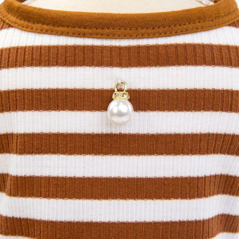 Pet Dog Stripes Pearls Gauze Tutu Dress Skirt - Puppy Cat Princess Dress Clothes (2U69)