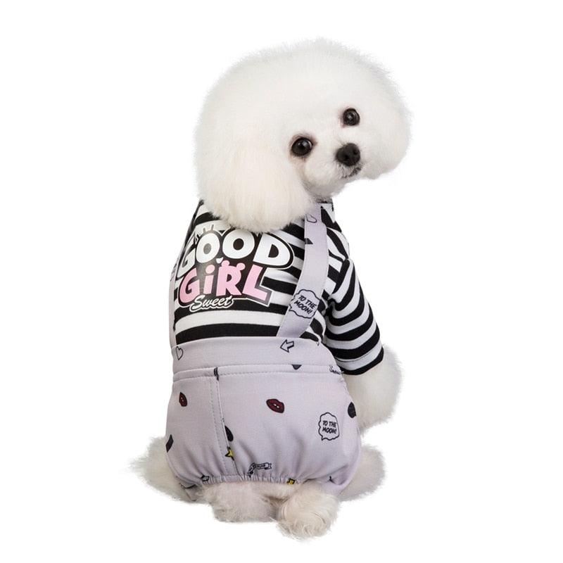 Pet Dog Stripes Rompers - Puppy Jumpsuit Cotton Dog Clothes - Costume Spring Summer Clothing (2U69)