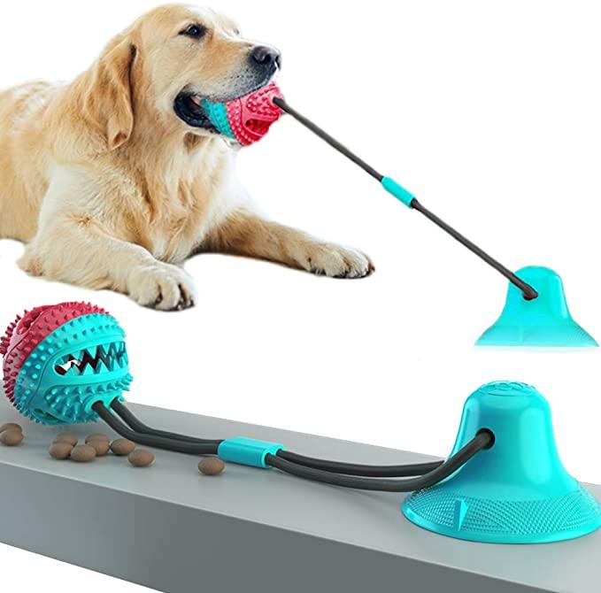 Pet Dog Toys - Silicon Suction Cup Tug Dog Toy - Cleaning Dog Toothbrush for Puppy Large Dog - Biting Toy (1U73)