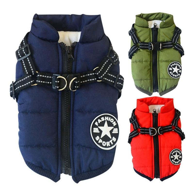 Pet Dog Winter Warm Vest Coat - Small Medium Dogs Puppy Down Jacket Sleeveless Padded Vest With Harness Chest Strap (2U69)