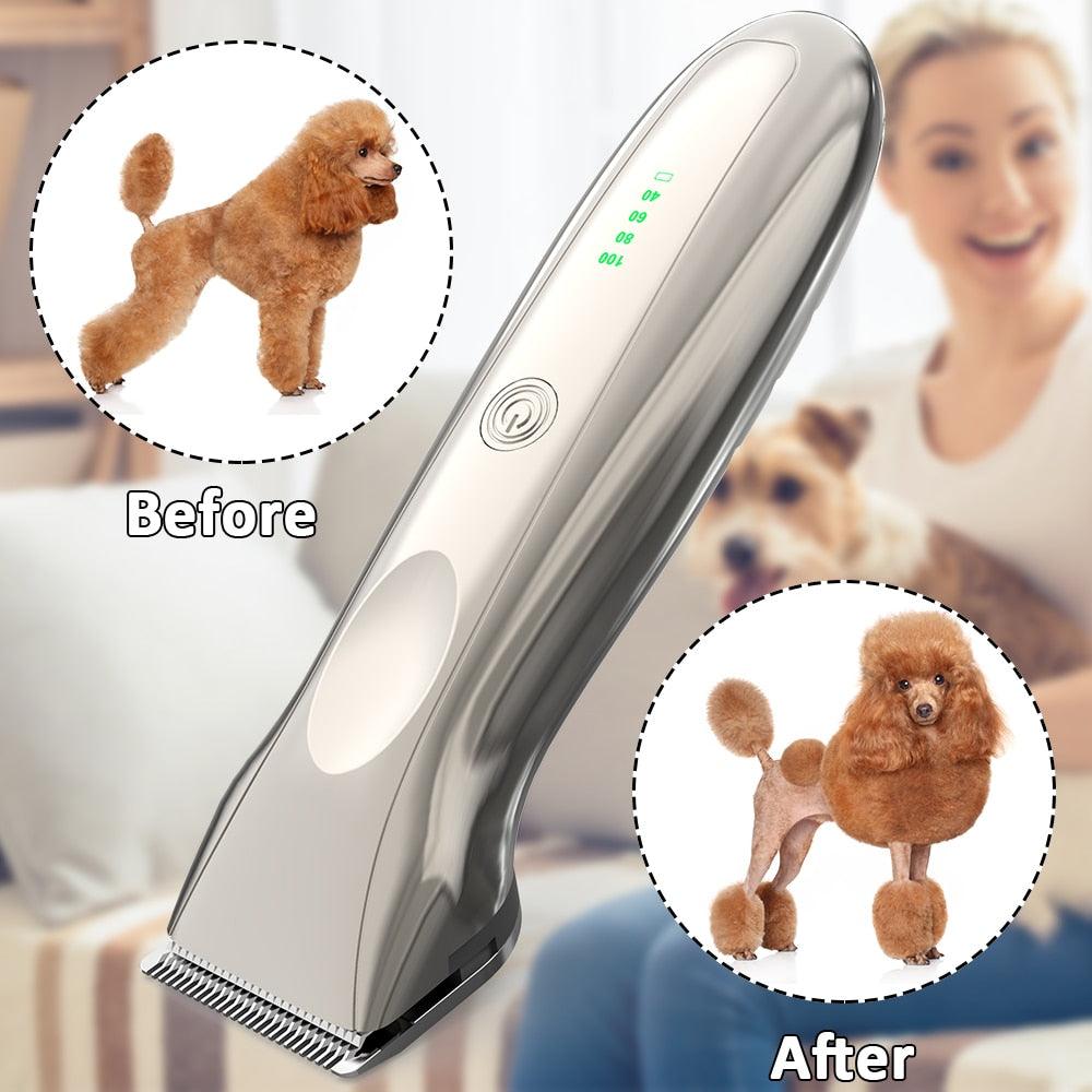Pet Hair Clipper - Rechargeable USB Electric Cat Dog Hair Trimmer Shavers - Low Noise Pet Grooming Machine (1W2)