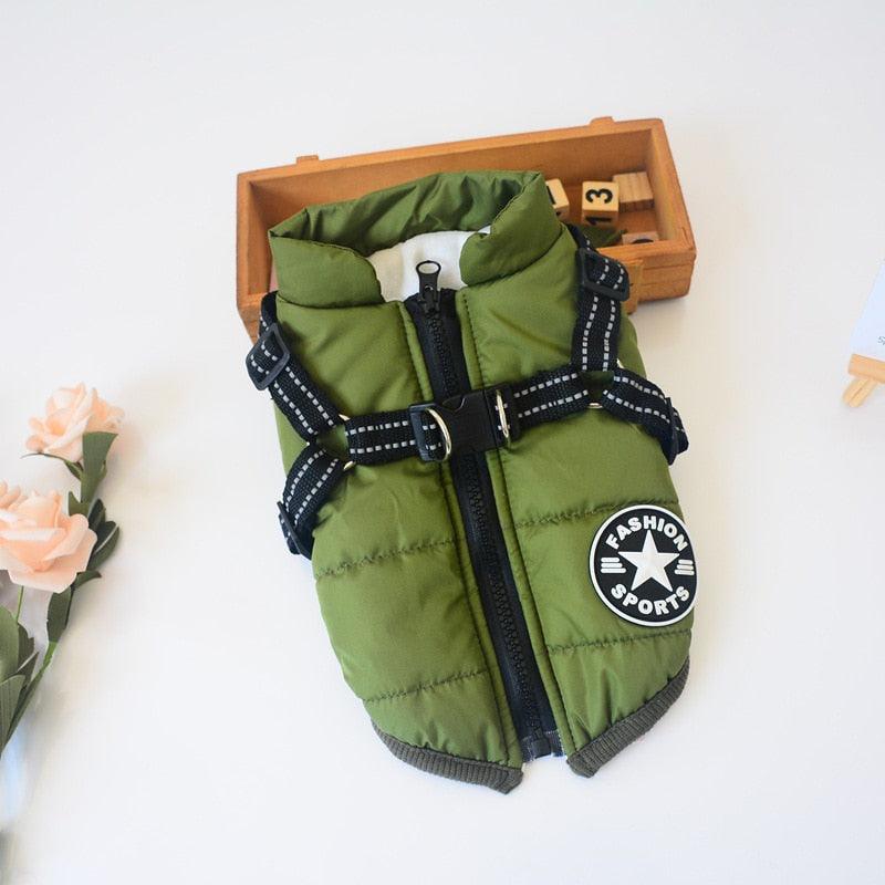 Pet Harness Vest Clothes - Puppy Clothing Waterproof Dog Jacket Winter Warm Pet Clothes (D69)(W1)