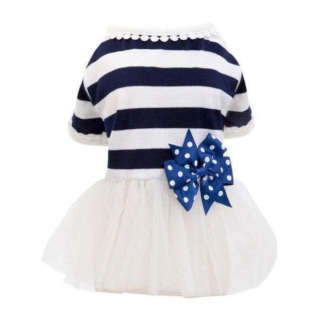 Pet Stripes Skirt Fashion Puppy Dog Princess Dress - Small and Medium Dogs Simple Dress Suit (2U69)