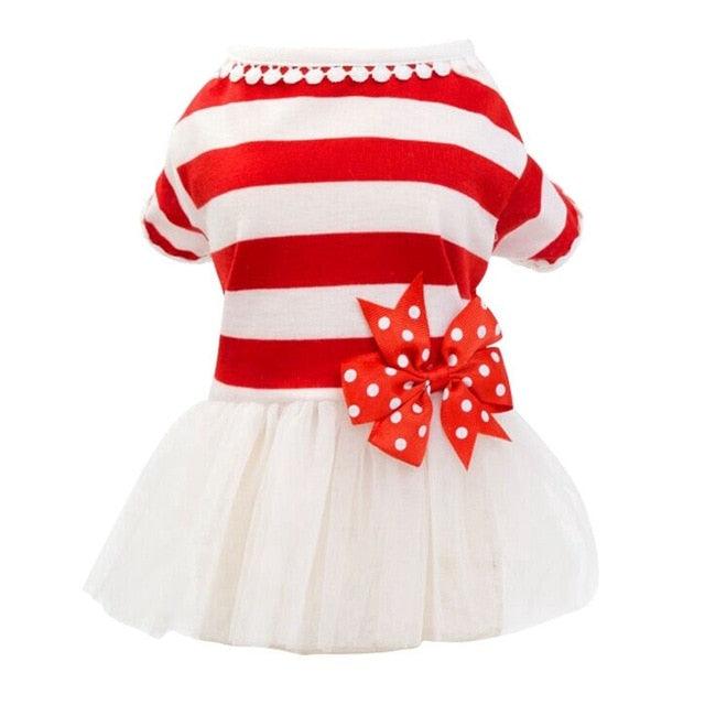 Pet Stripes Skirt Fashion Puppy Dog Princess Dress - Small and Medium Dogs Simple Dress Suit (2U69)