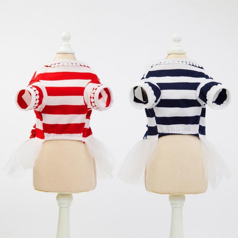 Pet Stripes Skirt Fashion Puppy Dog Princess Dress - Small and Medium Dogs Simple Dress Suit (2U69)