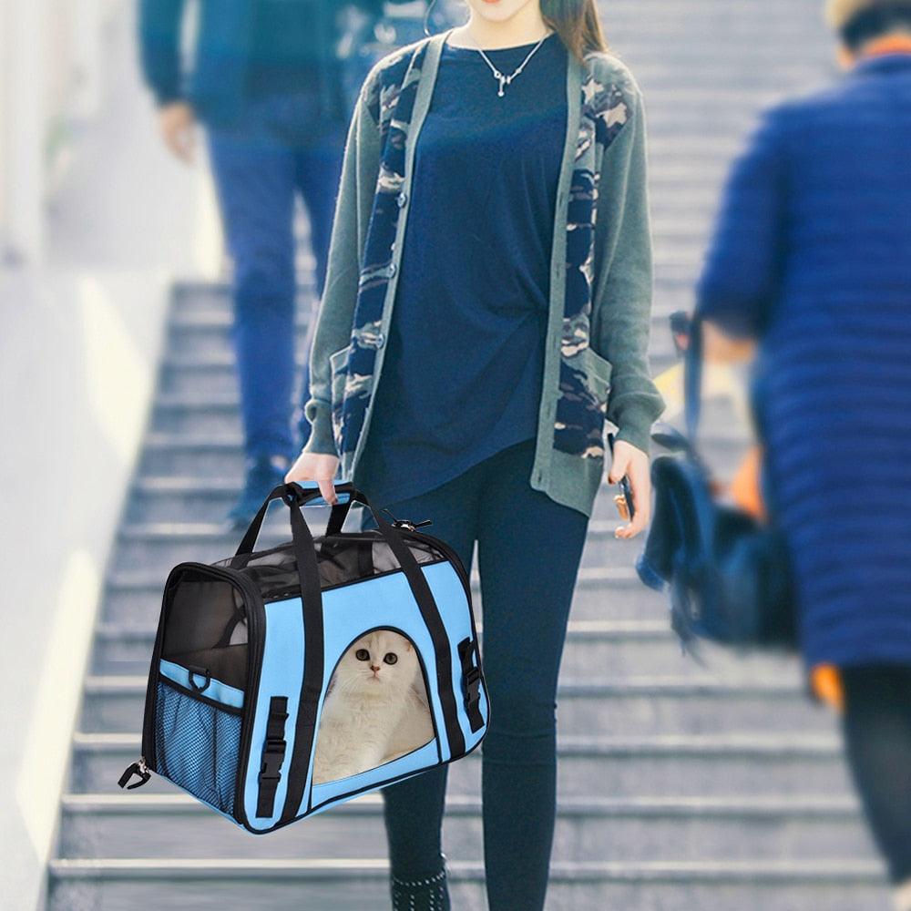 Pet Travel Portable Bag - Outdoor Handbag Puppy Breathable Mesh Carrier Bags - Soft Crossbody Bag For Pet (3U106)