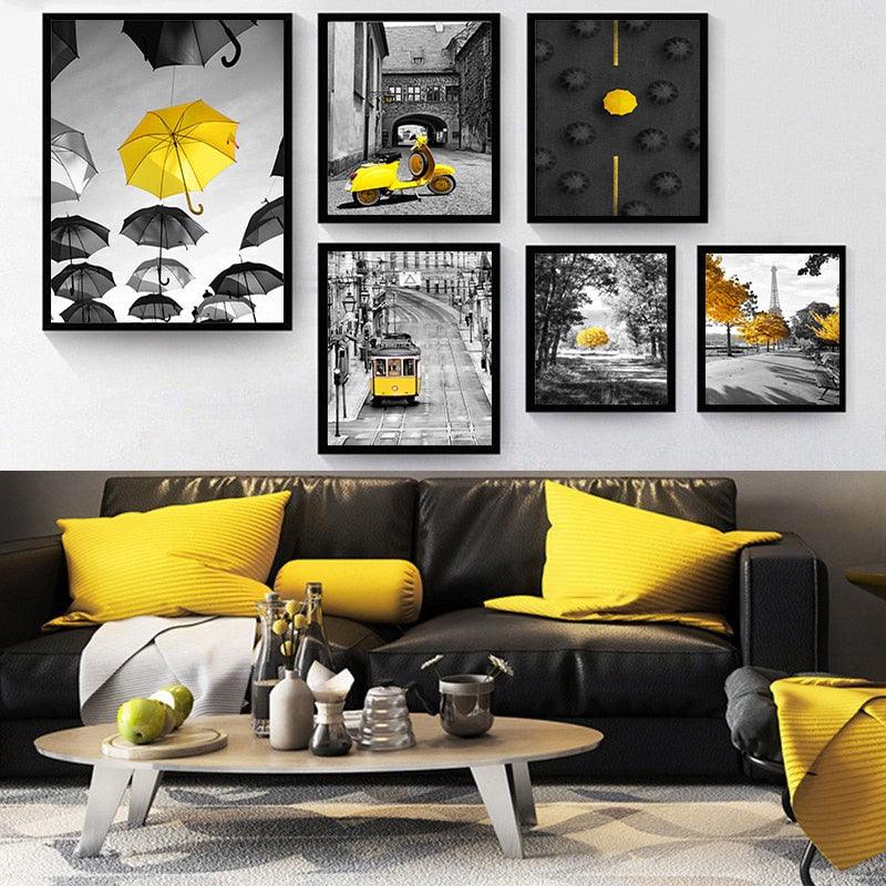 Photograph European Landscape Picture Home Decor Nordic Canvas Painting Wall Art Yellow Style (D62)(AD1)