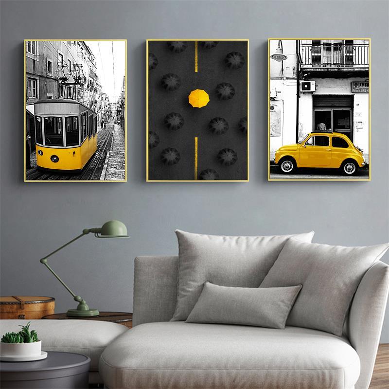 Photograph European Landscape Picture Home Decor Nordic Canvas Painting Wall Art Yellow Style (D62)(AD1)