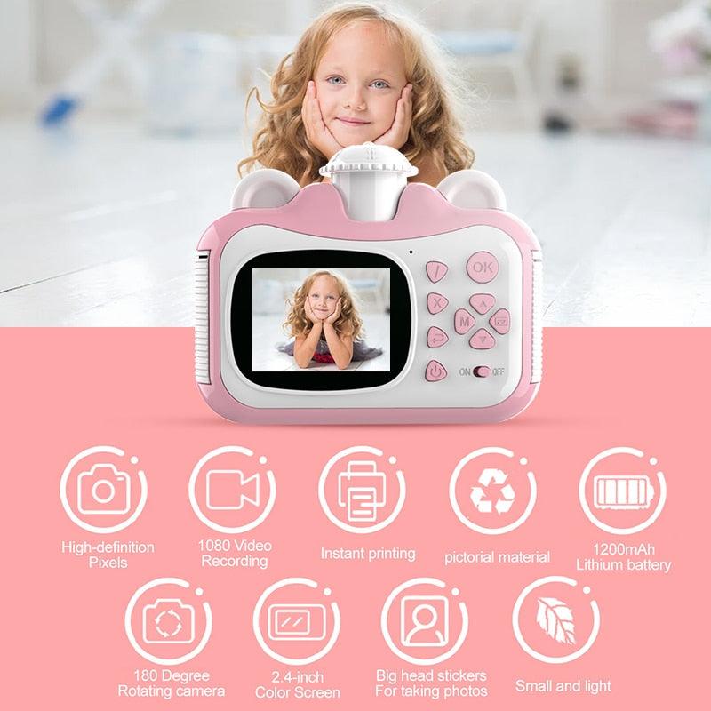 Great Mini Digital Cute Camera for Kids Baby Children's Toys Photo Instant Print Camera Birthday Gift for Girls Boys (MC5)
