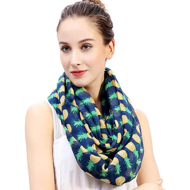 Great Pineapples Print Infinity Loop Snood Scarf - Women's Gift Accessories (1U87)