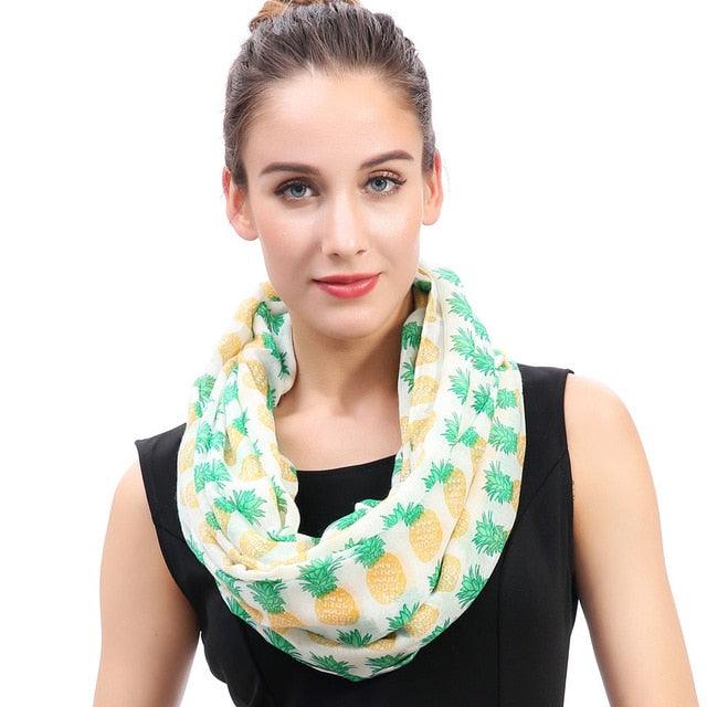 Great Pineapples Print Infinity Loop Snood Scarf - Women's Gift Accessories (1U87)