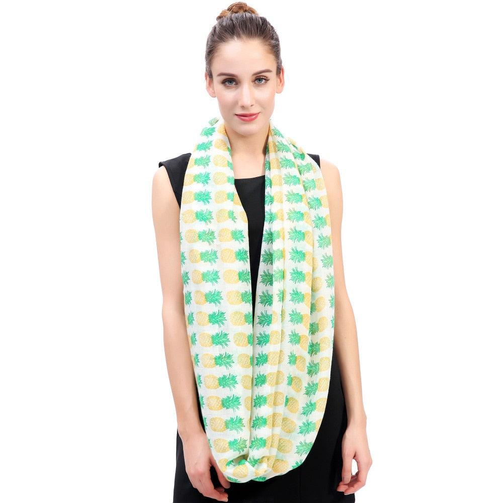 Great Pineapples Print Infinity Loop Snood Scarf - Women's Gift Accessories (1U87)