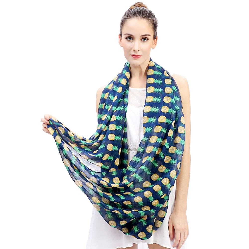 Great Pineapples Print Infinity Loop Snood Scarf - Women's Gift Accessories (1U87)