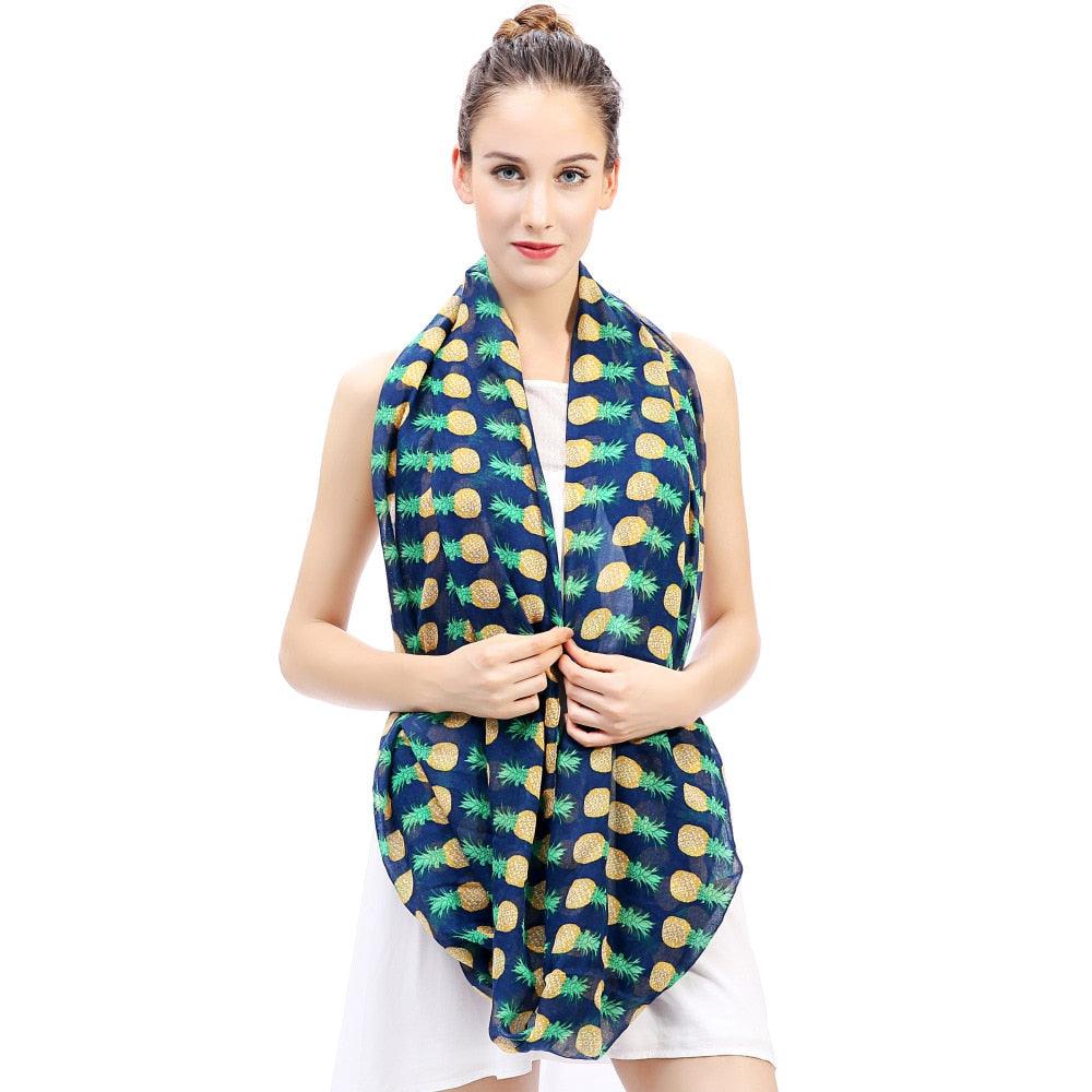 Great Pineapples Print Infinity Loop Snood Scarf - Women's Gift Accessories (1U87)