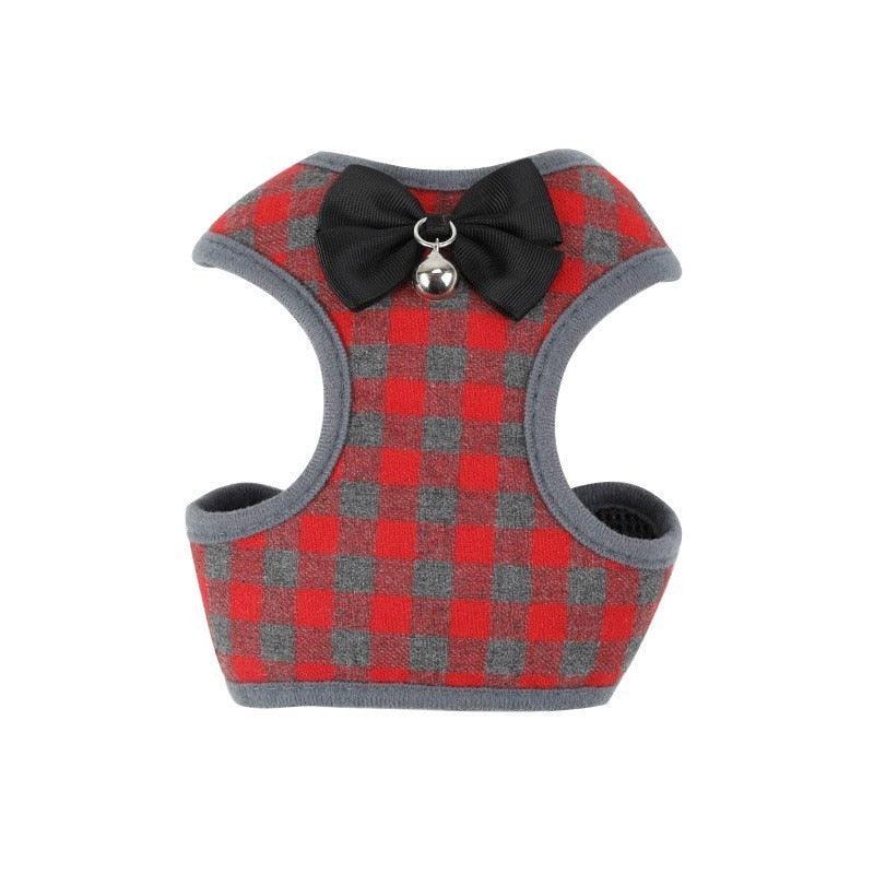 Plaid Evening Dress Small Dog Harness Vest With Leash Pitbull Mesh Puppy Harness Beagle Pet Accessories (3W1)(2W1)(F70)