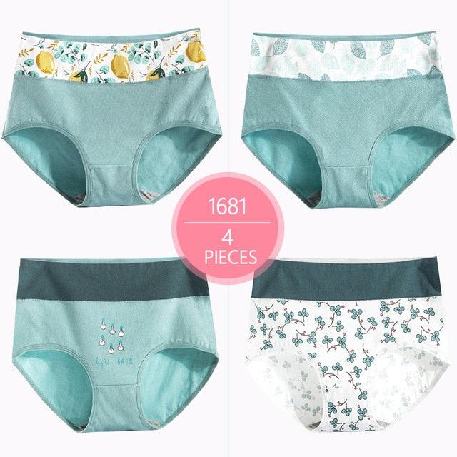 Trending 4Pcs High Waist Panties - Women Soft Cotton Sexy Briefs Underwear - Body Shaper Intimates (TSP2)